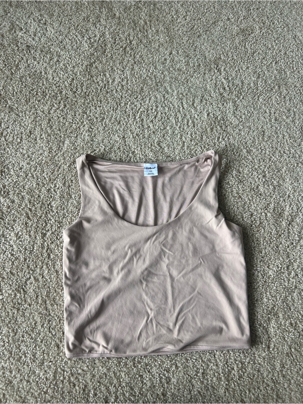 Ribblee Scoop Neck Crop Tank Top - Beige